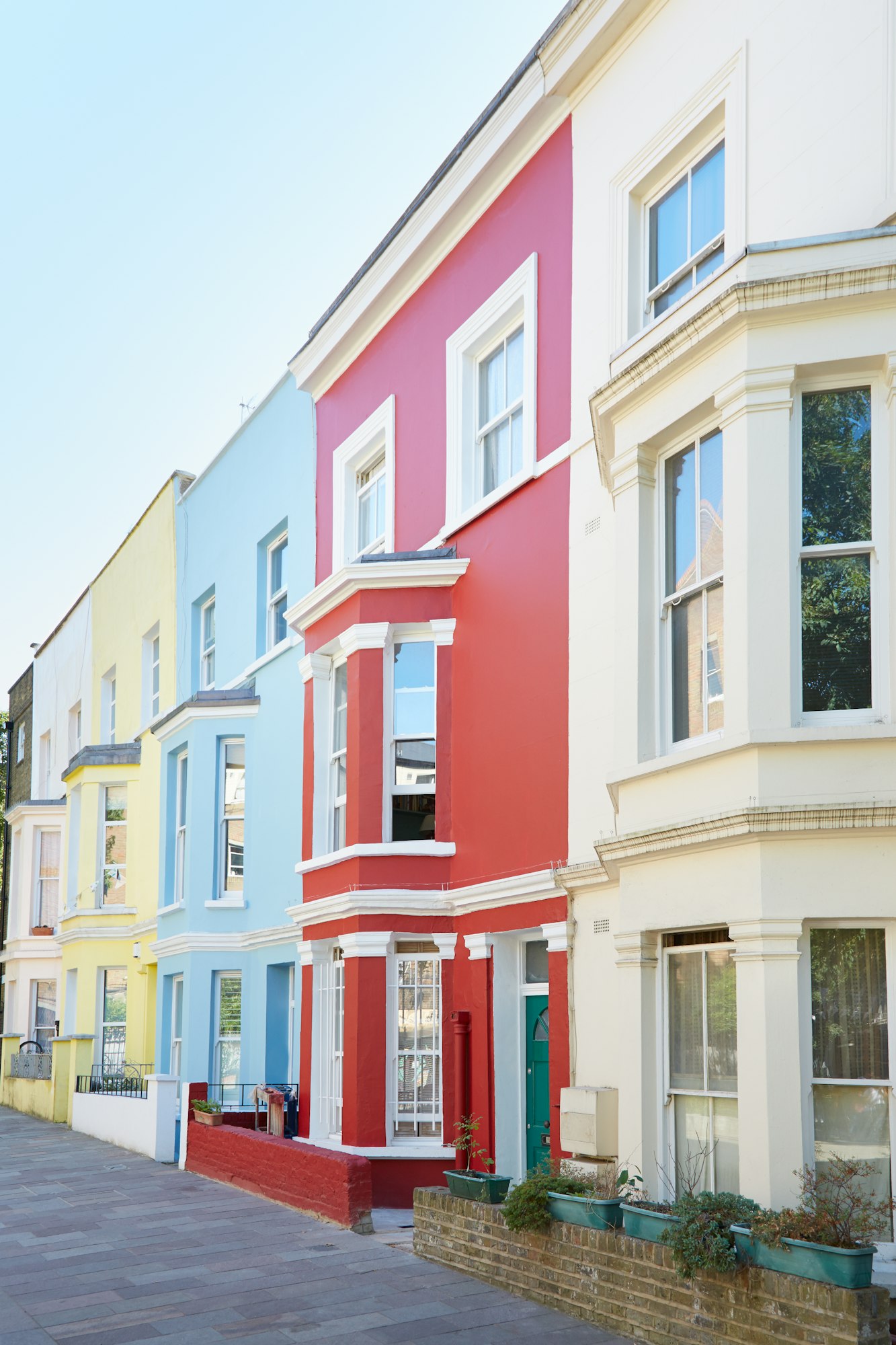 Typical colorful houses facades in London